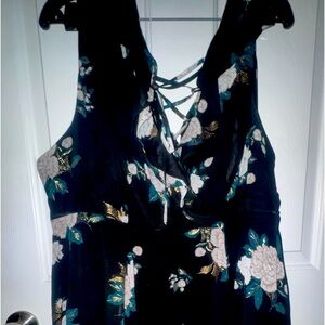 Floral black summer dress